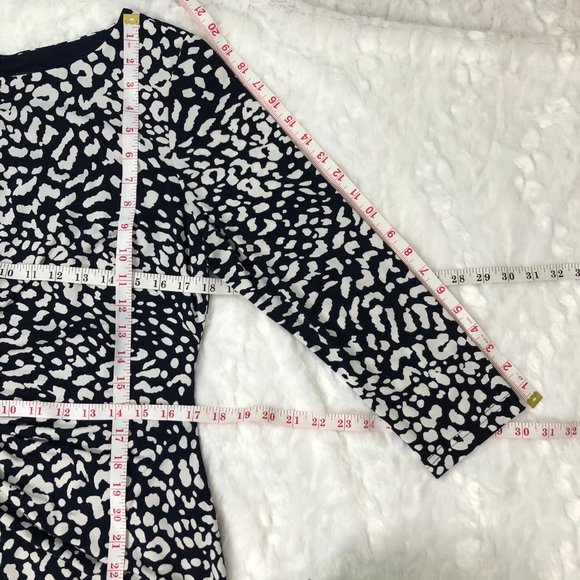 Adriana Papell | Navy & White Leopard Print Sz. 14 - Picture 11 of 14
